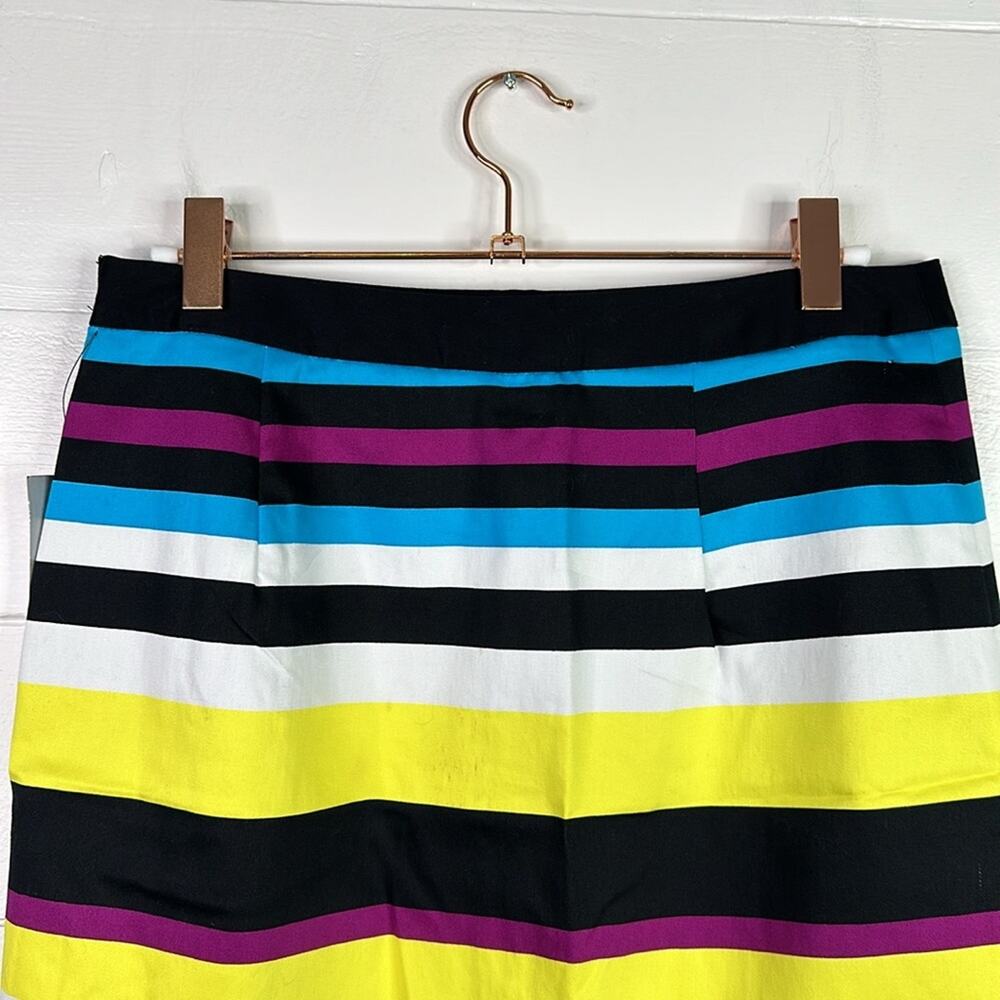 WORTHINGTON Purple Blue Yellow Striped Multi Color Side Zipper Mini Skirt Size 4 - Picture 3 of 11
